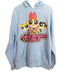 Powerpuff Girls Cartoon Network Y2K Pastel Blue Graphic Hoodie XL